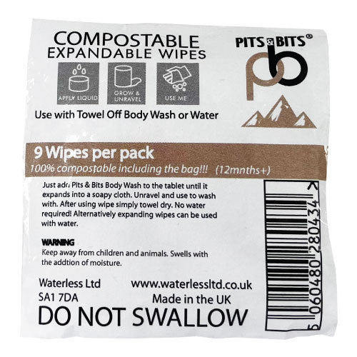 Pits & Bits® Expandable Wipes 9 pack